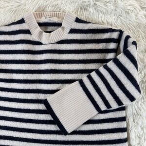Babaton Striped Merino Wool Nautical Sweater 3/4 Sleeve Size Small Relaxed Fit